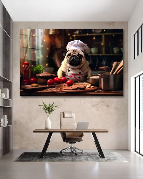 Aşçı Köpek Cam Tablo