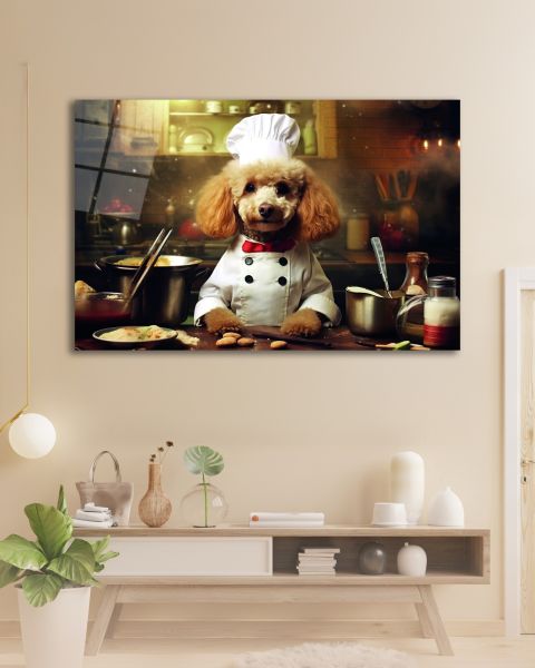Aşçı Köpek Cam Tablo