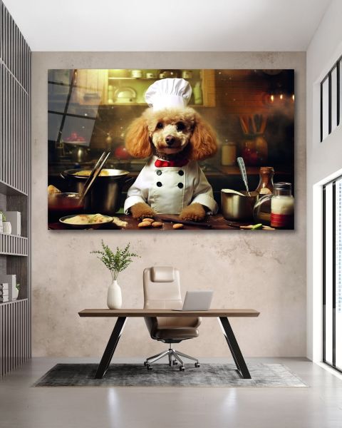 Aşçı Köpek Cam Tablo