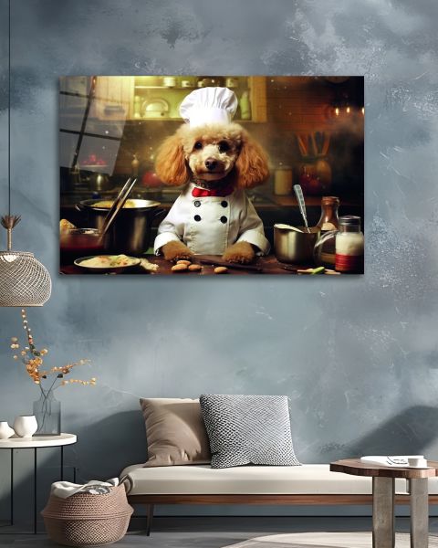 Aşçı Köpek Cam Tablo