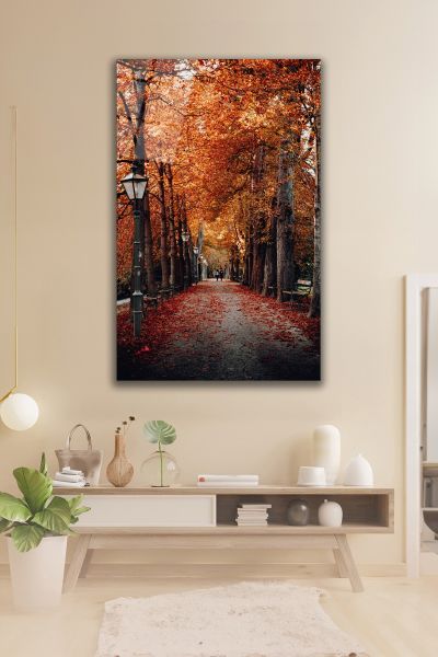 Sonbahar Zamanı Cadde Cam Tablo