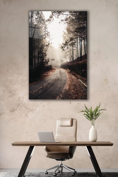 Sonbahar Zamanı Cadde Cam Tablo