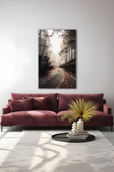 Sonbahar Zamanı Cadde Cam Tablo