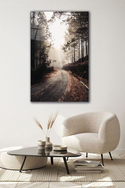 Sonbahar Zamanı Cadde Cam Tablo