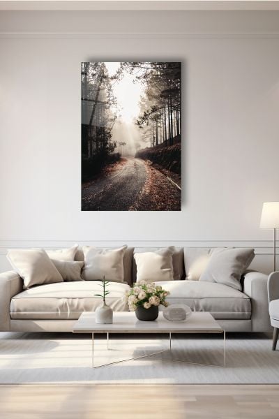 Sonbahar Zamanı Cadde Cam Tablo