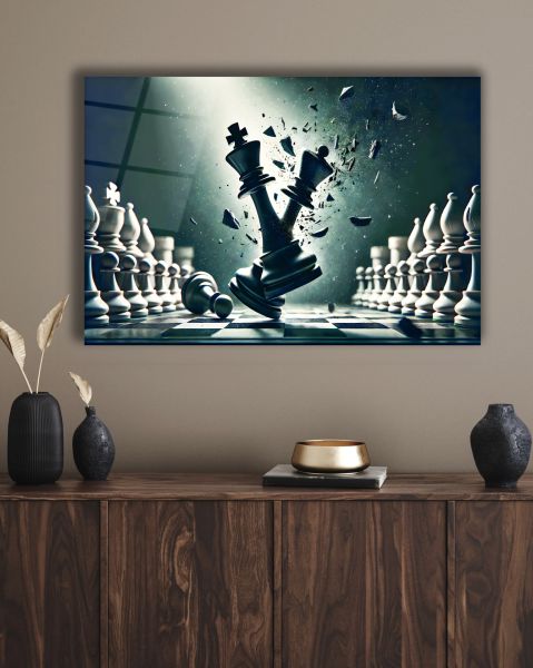 Satranç Sanatı Cam Tablo