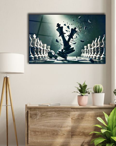 Satranç Sanatı Cam Tablo