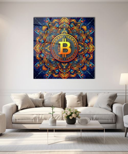 Kripto Para Simgesi Kare Cam Tablo