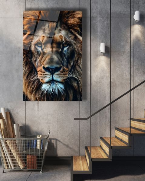Aslan Portresi Cam Tablo