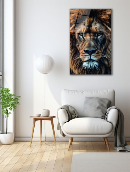 Aslan Portresi Cam Tablo