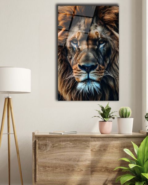Aslan Portresi Cam Tablo