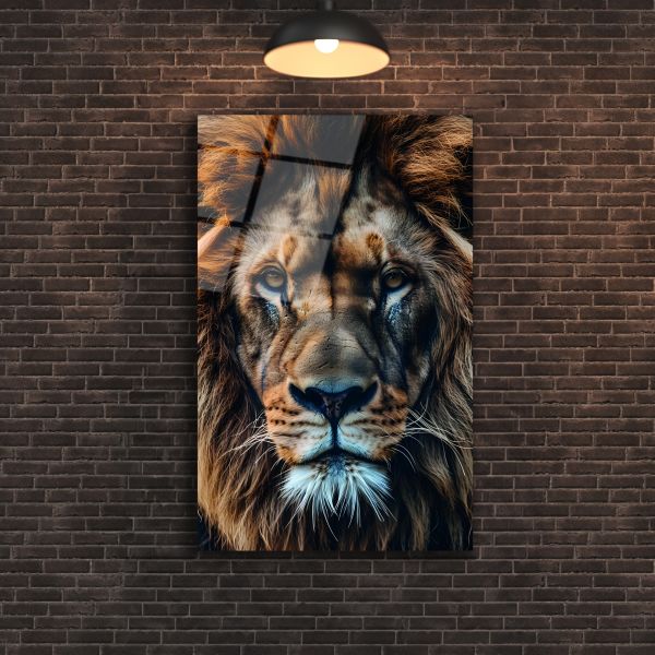 Aslan Portresi Cam Tablo