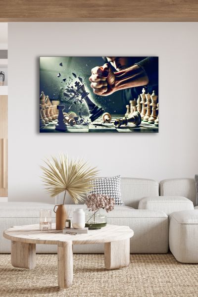 Satranç Sanatı Cam Tablo
