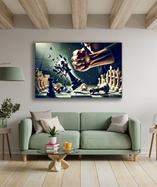 Satranç Sanatı Cam Tablo