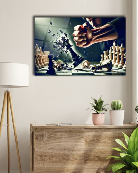 Satranç Sanatı Cam Tablo