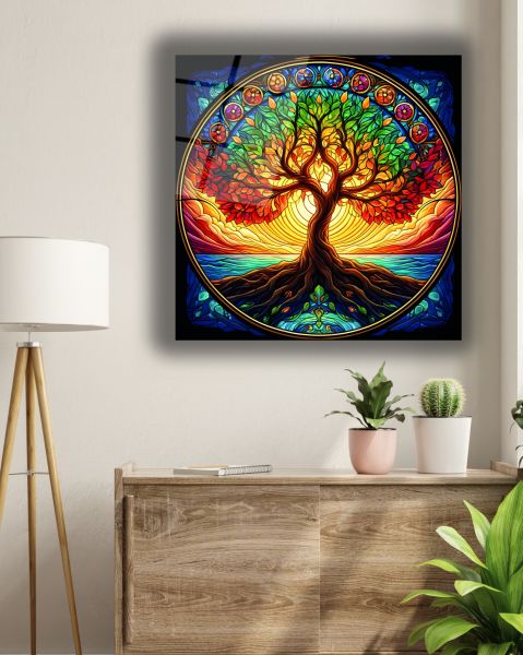Hayat Ağacı Kare Cam Tablo