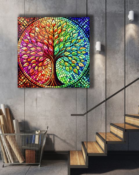 Hayat Ağacı Kare Cam Tablo