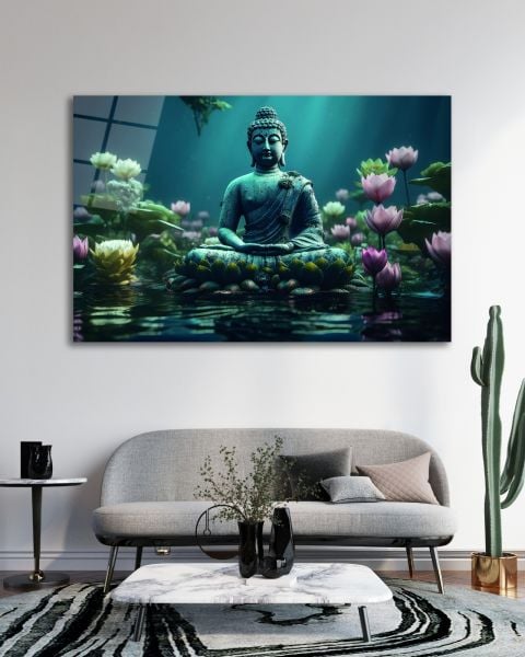 Buda Heykeli Cam Tablo