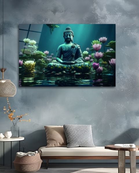 Buda Heykeli Cam Tablo