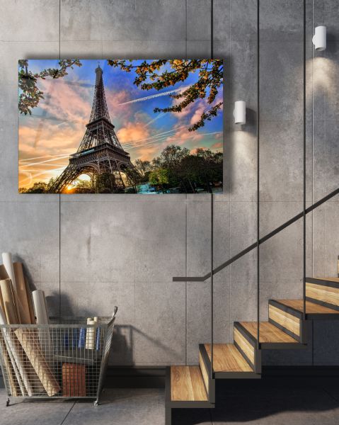 Paris Eyfel Kulesi Cam Tablo