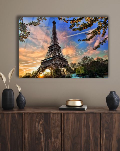 Paris Eyfel Kulesi Cam Tablo