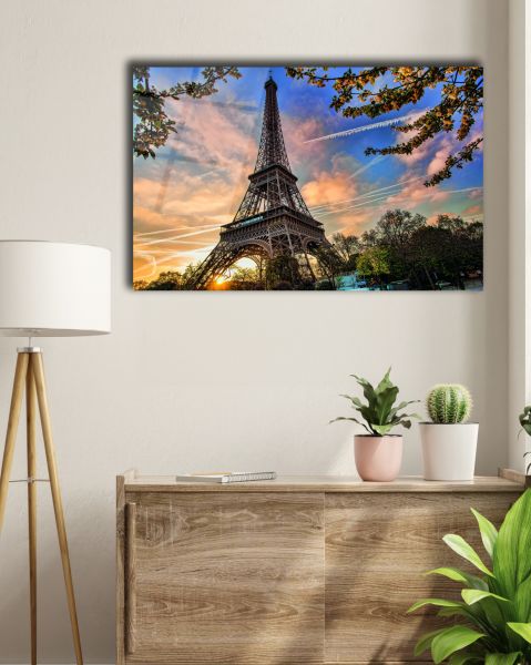 Paris Eyfel Kulesi Cam Tablo