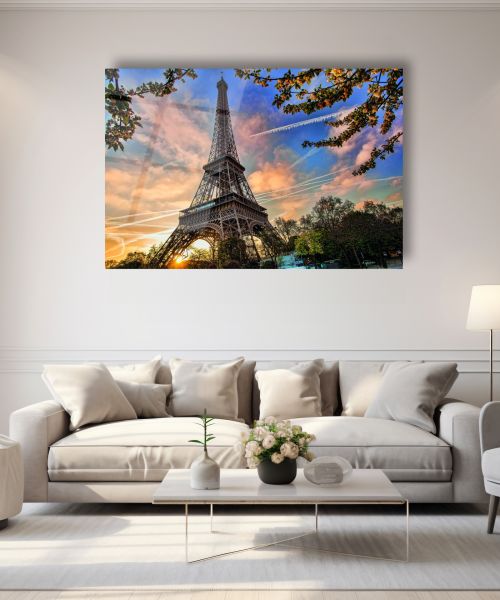 Paris Eyfel Kulesi Cam Tablo