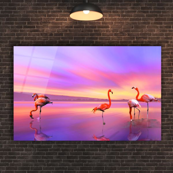 Flamingo Kuşu Cam Tablo
