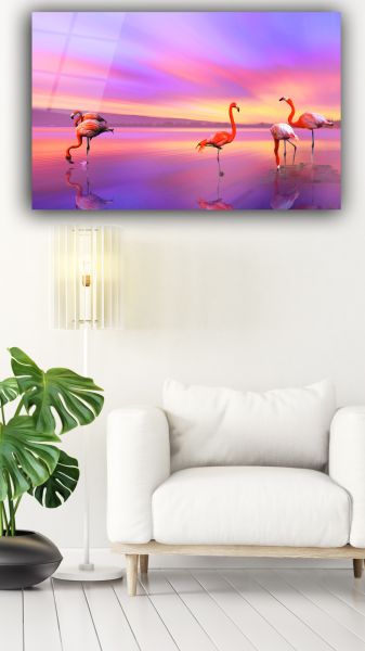 Flamingo Kuşu Cam Tablo