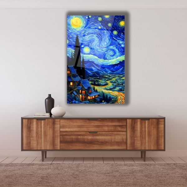 Yıldızlı Gece Cam Tablo 90x60