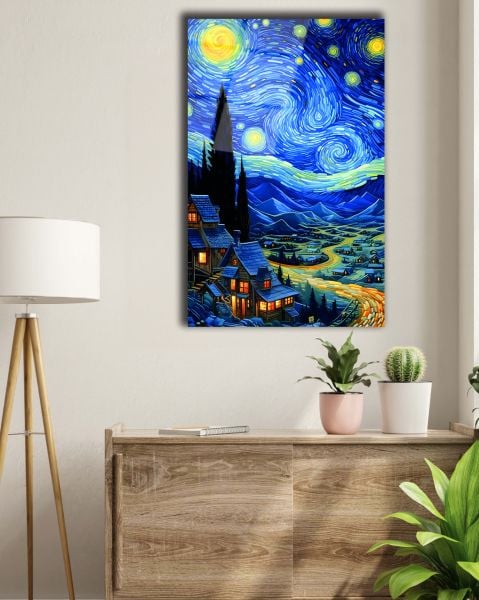 Yıldızlı Gece Cam Tablo 90x60
