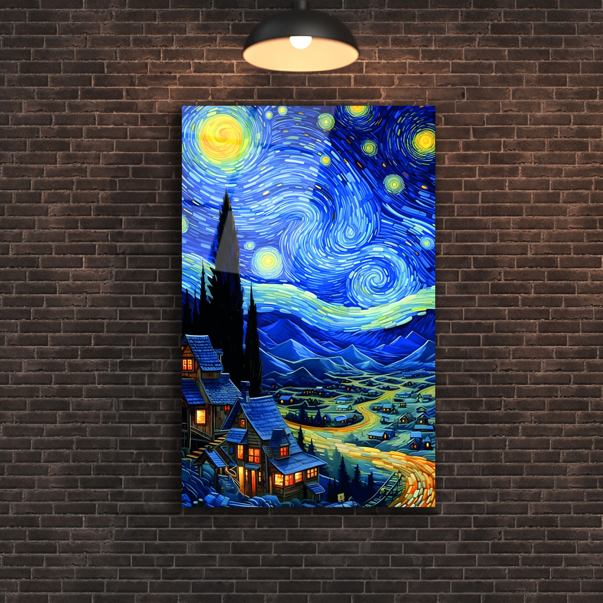 Yıldızlı Gece Cam Tablo 90x60
