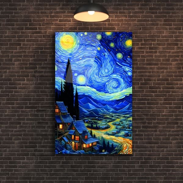 Yıldızlı Gece Cam Tablo 90x60