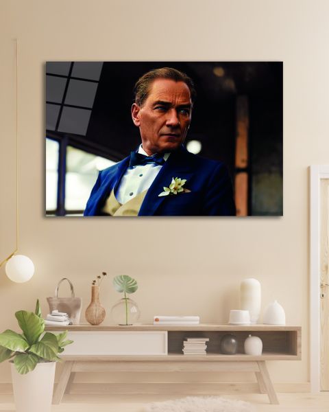Atatürk Yan Portre Cam Tablo