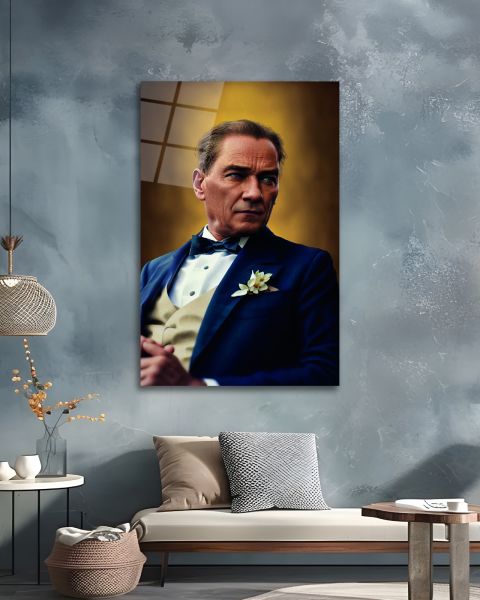 Atatürk Yan Portre Cam Tablo