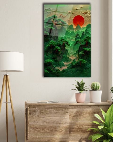 Bonsai Ağacı Cam Tablo