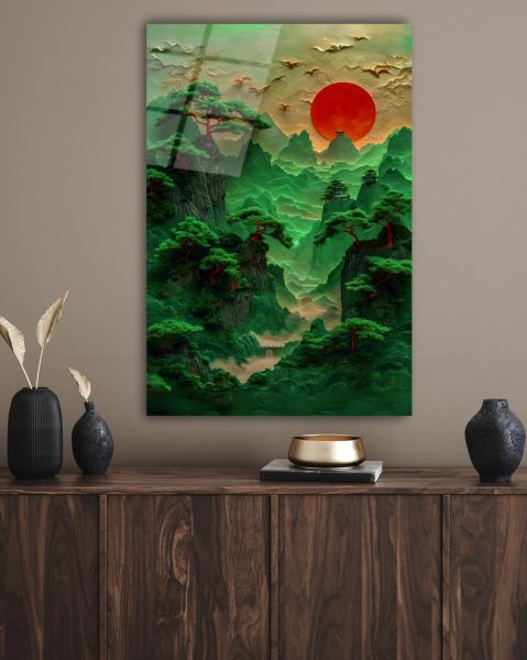 Bonsai Ağacı Cam Tablo
