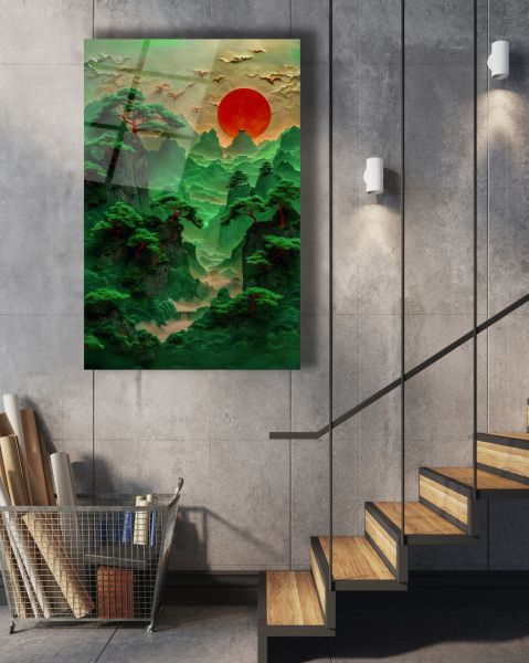 Bonsai Ağacı Cam Tablo