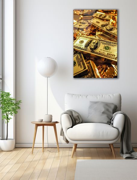 Altın Amerikan Doları Cam Tablo