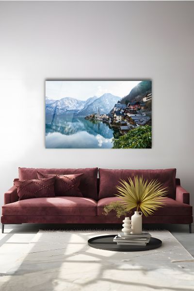 Kıyı Kasabası Manzara Cam Tablo