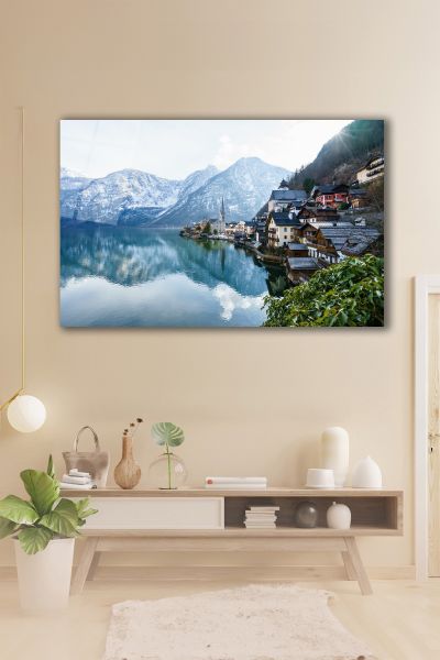 Kıyı Kasabası Manzara Cam Tablo