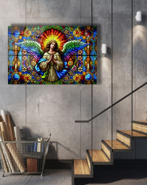 Vitray Görünümlü Melek Cam Tablo