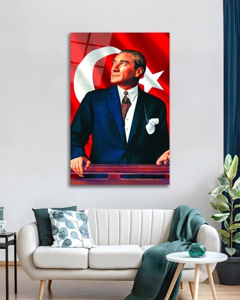 Mustafa Kemal Atatürk Portresi Cam Tablo