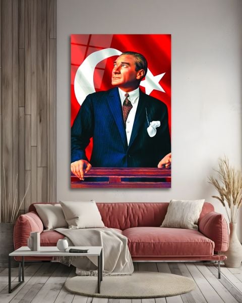 Mustafa Kemal Atatürk Portresi Cam Tablo