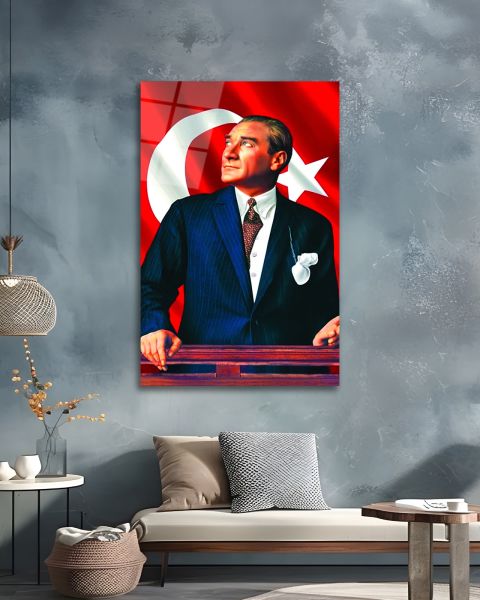 Mustafa Kemal Atatürk Portresi Cam Tablo
