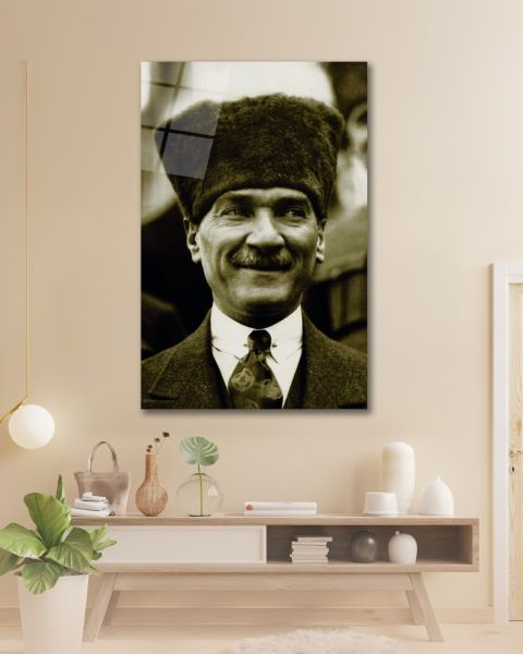 Atatürk Gülerken Cam Tablo 110x70