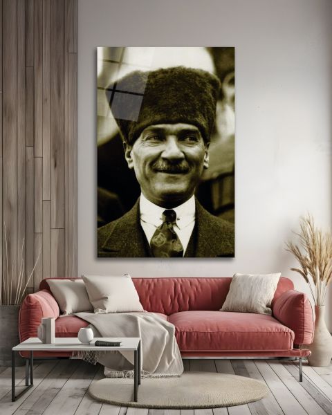 Atatürk Gülerken Cam Tablo 110x70