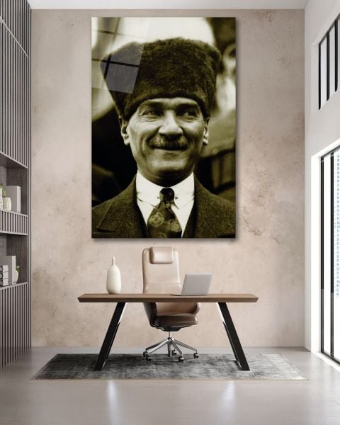 Atatürk Gülerken Cam Tablo 110x70
