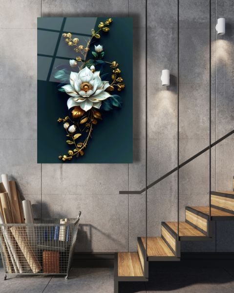 Modern Çiçek Cam Tablo