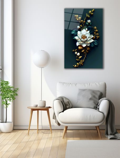 Modern Çiçek Cam Tablo